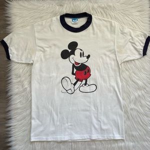 Vtg Disney World Orlando Florida Mickey Mouse Ringer single stitch T Shirt Large